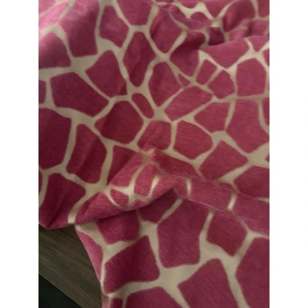Remnant Fabric Giraffe Chenille Hot Pink Magenta Gold Silky Sew Craft Upholstery